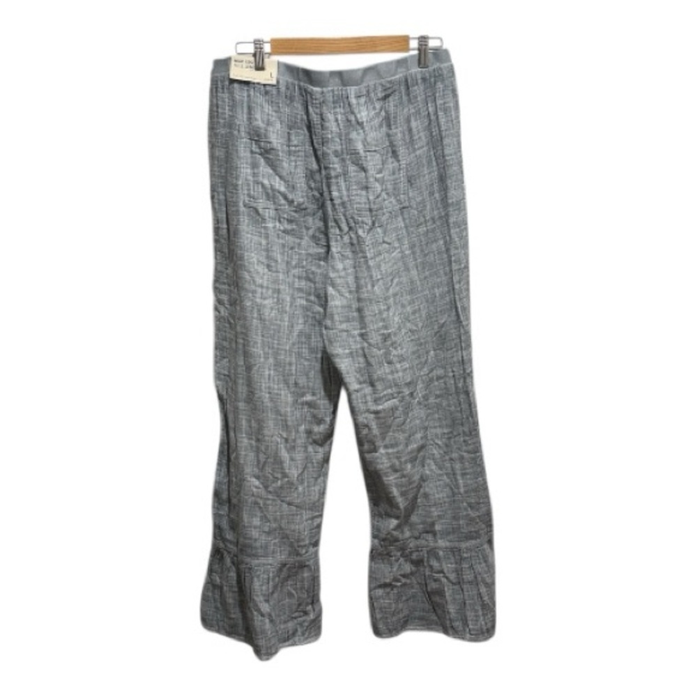 Soft Surroundings Raliegh Gauze Gray Blue Ruffle Pants Womens size Large 14/16 - Picture 2 of 7